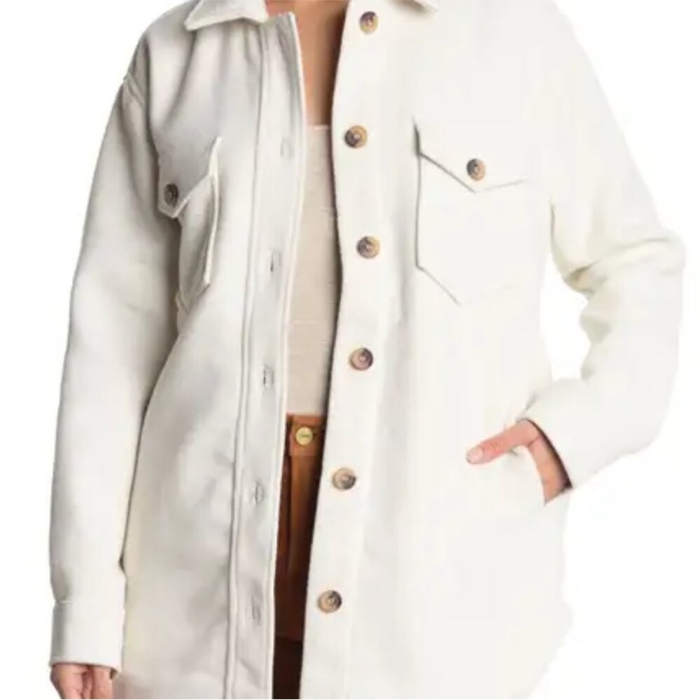 RDI Women's Cream Button-Front Shacket Jacket- XL